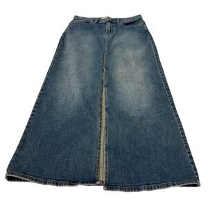 Gap Jeans Women's Denim Maxi Skirt Sz. 6 Front Slit Western Boho Y2K Pockets